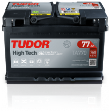 Tudor TA770 - 12V 77Ah 760CCA Kapalı Bakımsız Sulu Akü High Tech Carbon Boost 2.0 ( Hızlı Şarj )